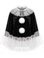 Ensemble cape et collants velours résille clown gothique et pompons années 80