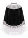 Ensemble gothique de clown en velours et tulle avec cape à pompons et collants années 1980