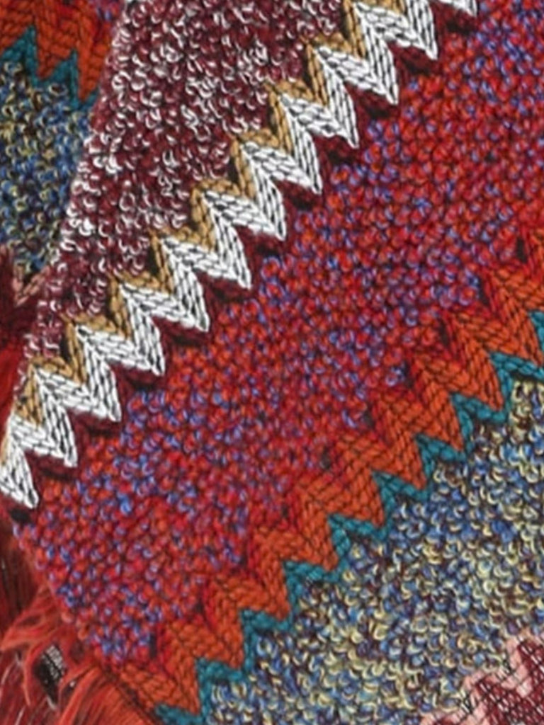 Cape poncho bohème en maille à chevrons et franges Années 1970 - 5