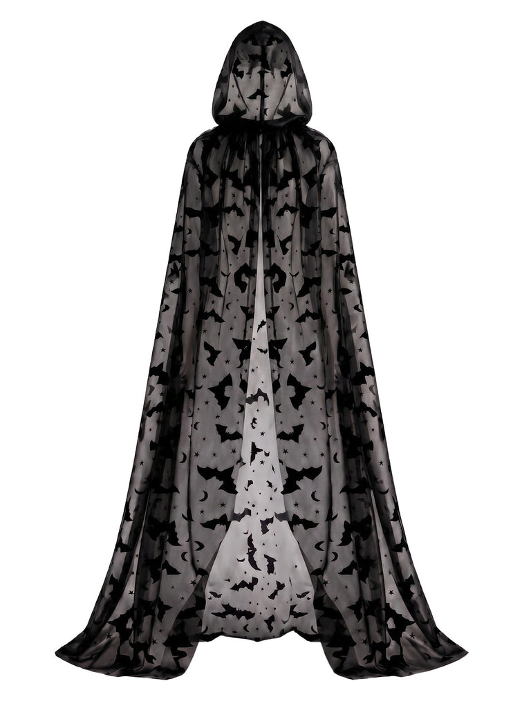 Cape Halloween Imprimé Chauve-Souris Long Cape à Capuche Années 1930