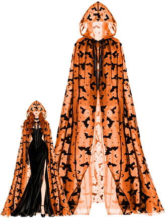 Cape Halloween Imprimé Chauve-Souris Long Cape à Capuche Années 1930