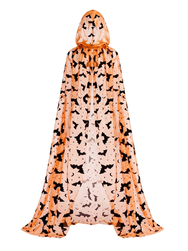 Cape Halloween Imprimé Chauve-Souris Long Cape à Capuche Années 1930