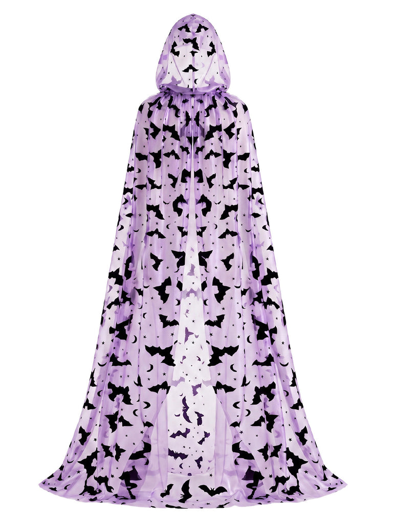 Cape Halloween Imprimé Chauve-Souris Long Cape à Capuche Années 1930