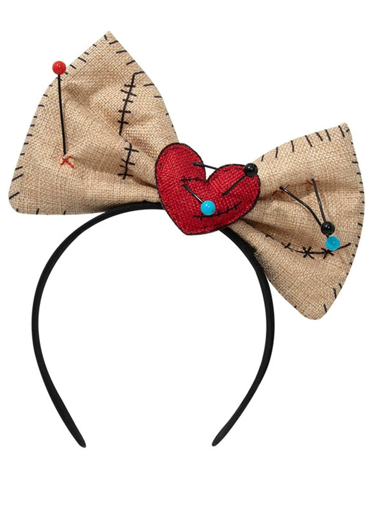 Ensemble bandeau à nœud et collier poupée vaudou kaki
