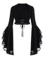 Cape noire gothique dentelle manches évasées années 70