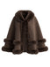 Cape chaude en suédine doublée de peluche et bordée de fausse fourrure années 1950 - 1