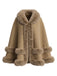 Cape chaude en suédine doublée de peluche et bordée de fausse fourrure années 1950 - 7