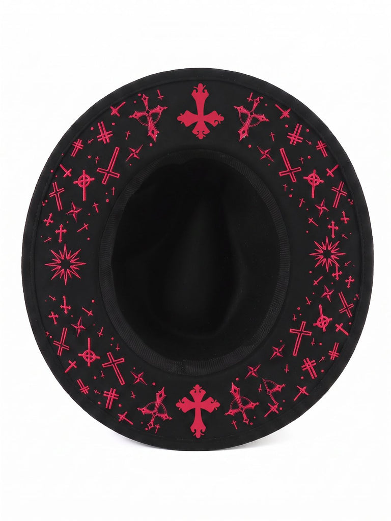 Chapeau gothique noir à imprimé Halloween