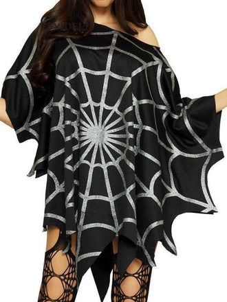 Cape poncho gothique d’Halloween à toile d’araignée années 1970