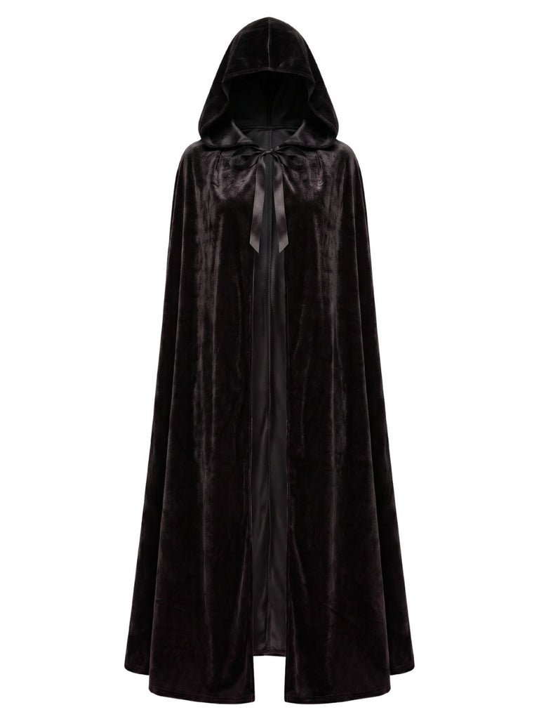 Cape en velours à capuche et ruban à nouer années 1950