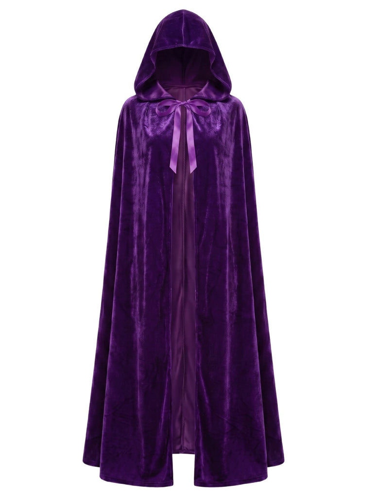 Cape en velours à capuche et ruban à nouer années 1950