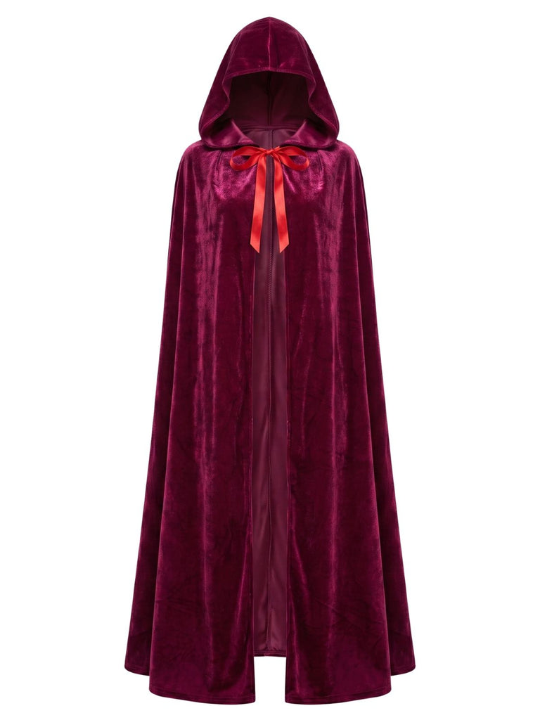 Cape en velours à capuche et ruban à nouer années 1950