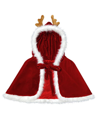 Cape de Noël rouge à capuche, bois de renne et nœud années 1950 - 1