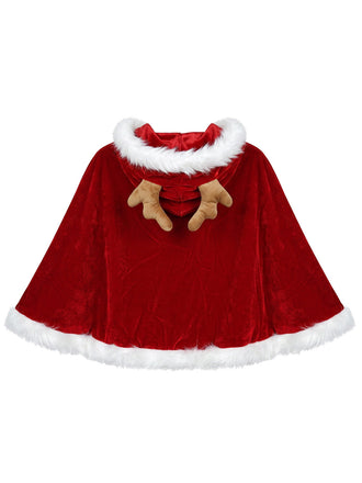 Cape de Noël rouge à capuche, bois de renne et nœud années 1950 - 2