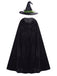 Cape noire de sorcière en velours à capuche avec chapeau pour Halloween Années 1980 - 2
