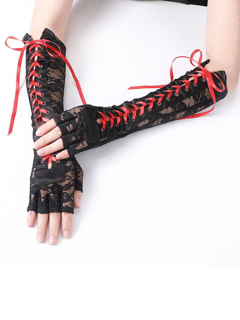 Gants Longs Sans Doigts Style Y2K Gothique – Longueur 40 Cm, Tissu Extensible – Pour Halloween, Cosplay, Moto, Fête