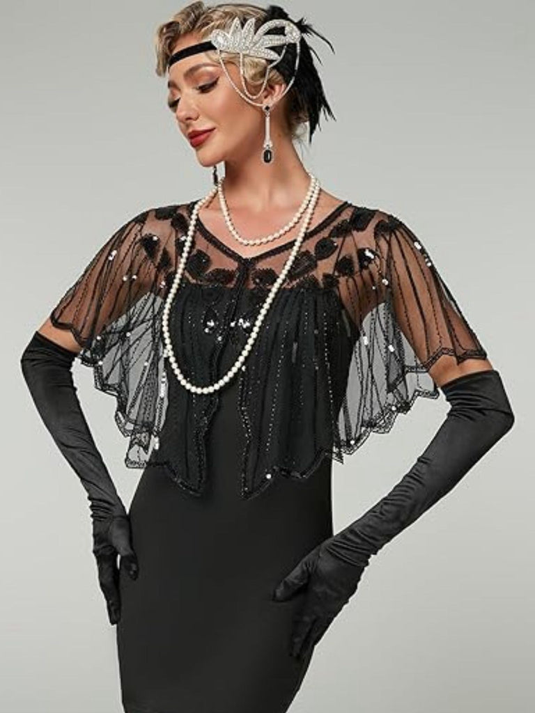 Cape courte à paillettes géométriques des années 1920