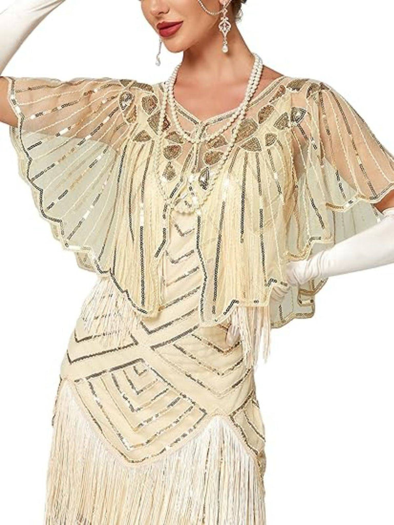Cape courte à paillettes géométriques des années 1920