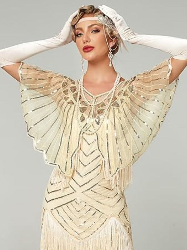 Cape courte à paillettes géométriques des années 1920