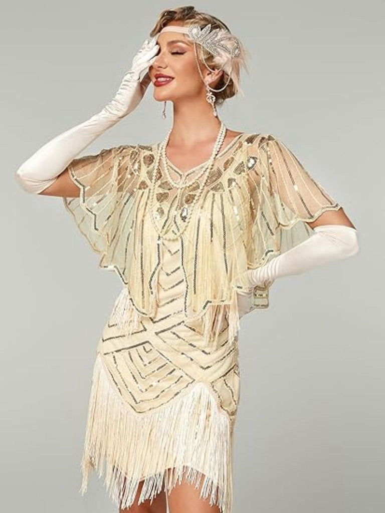 Cape courte à paillettes géométriques des années 1920