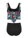 Ensemble Tankini Gris Foncé 1950s Retro Dinosaure