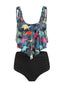 Ensemble Tankini Gris Foncé 1950s Retro Dinosaure