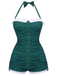 Maillot de bain une pièce orange halter nœud papillon années 1950