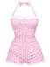 Maillot de bain une pièce orange halter nœud papillon années 1950