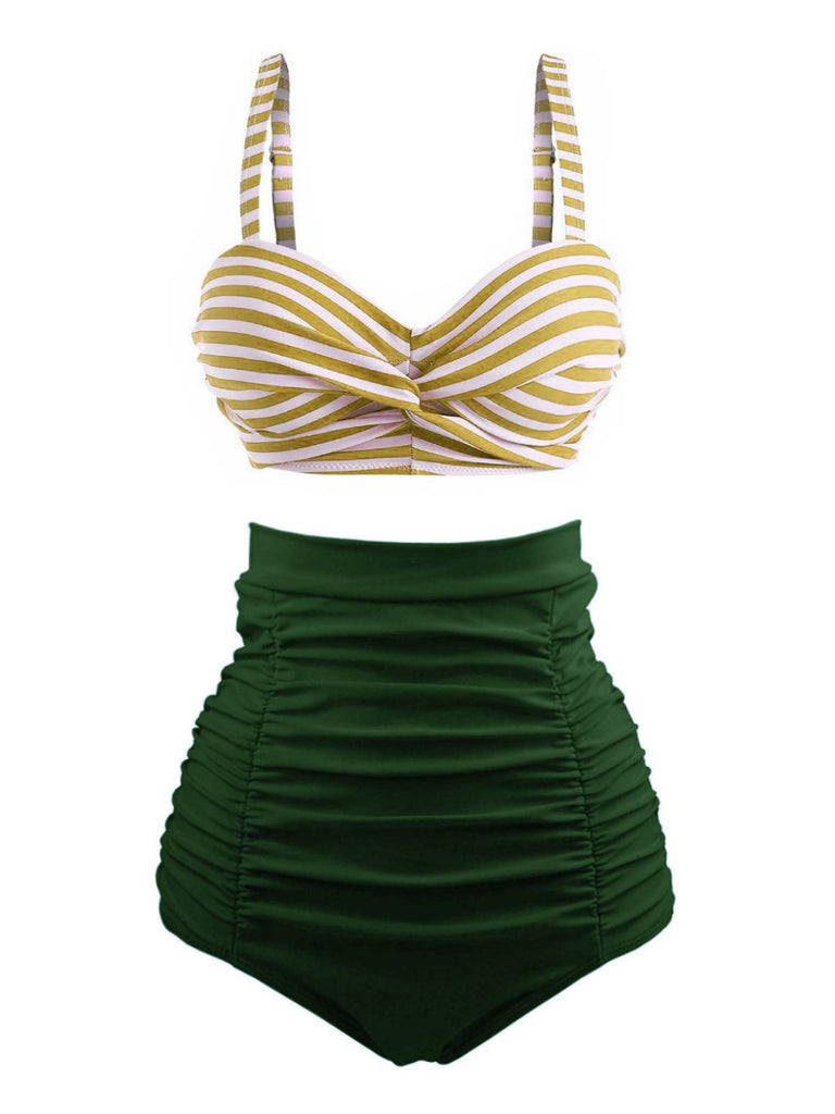 [Prévente] Ensemble de Bikini Vintage à Rayures Violet années 1940