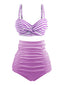 [Prévente] Ensemble de Bikini Vintage à Rayures Violet années 1940