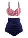 [Prévente] Ensemble de Bikini Vintage à Rayures Violet années 1940