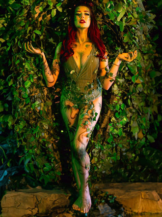 Maillot de bain vert 1960s papillon 3D dentelle patchwork