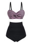 [Prévente] Ensemble bikini rose à fines bretelles et rayures années 1950