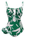 Maillot de bain à bretelles à lacets Green Leaf des années 1960