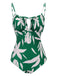 Maillot de bain à bretelles à lacets Green Leaf des années 1960