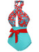[Prévente] Maillot de bain fleuri orange à bretelles croisées nœud papillon années 1950