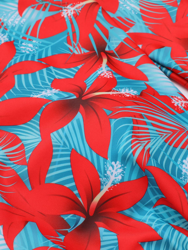 [Prévente] Maillot de bain fleuri orange à bretelles croisées nœud papillon années 1950