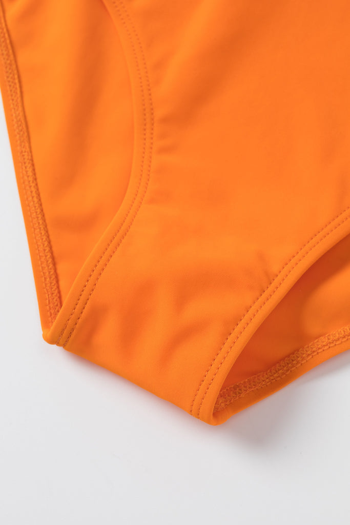 [Prévente] Maillot de bain fleuri orange à bretelles croisées nœud papillon années 1950