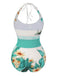 Maillot de bain patchwork cocotier et plage des années 1950