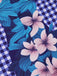 Maillot de bain bleu à carreaux et fleurs années 1950