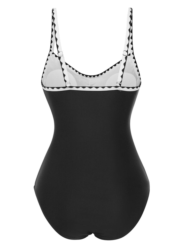 Maillot de Bain une pièce froncé à bretelles des années 1940