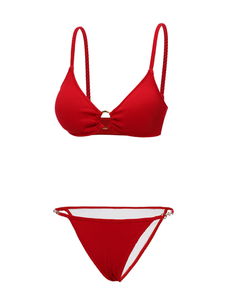 [Prévente] Ensemble bikini rouge à bretelles pailletées style années 60