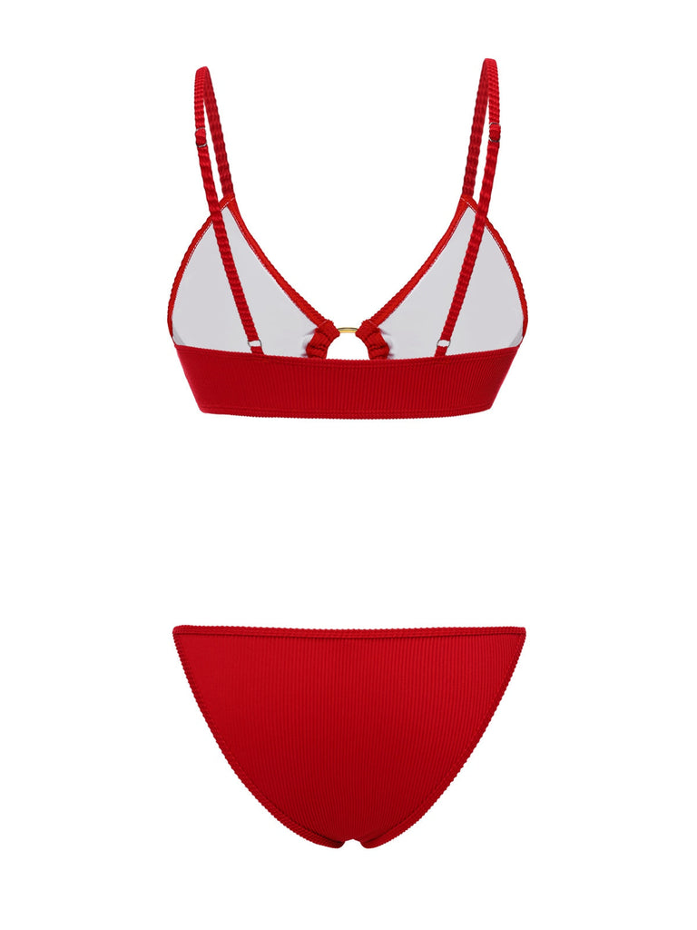 [Prévente] Ensemble bikini rouge à bretelles pailletées style années 60