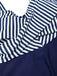 Robe de bain bleue rayures et bretelles larges des années 1940