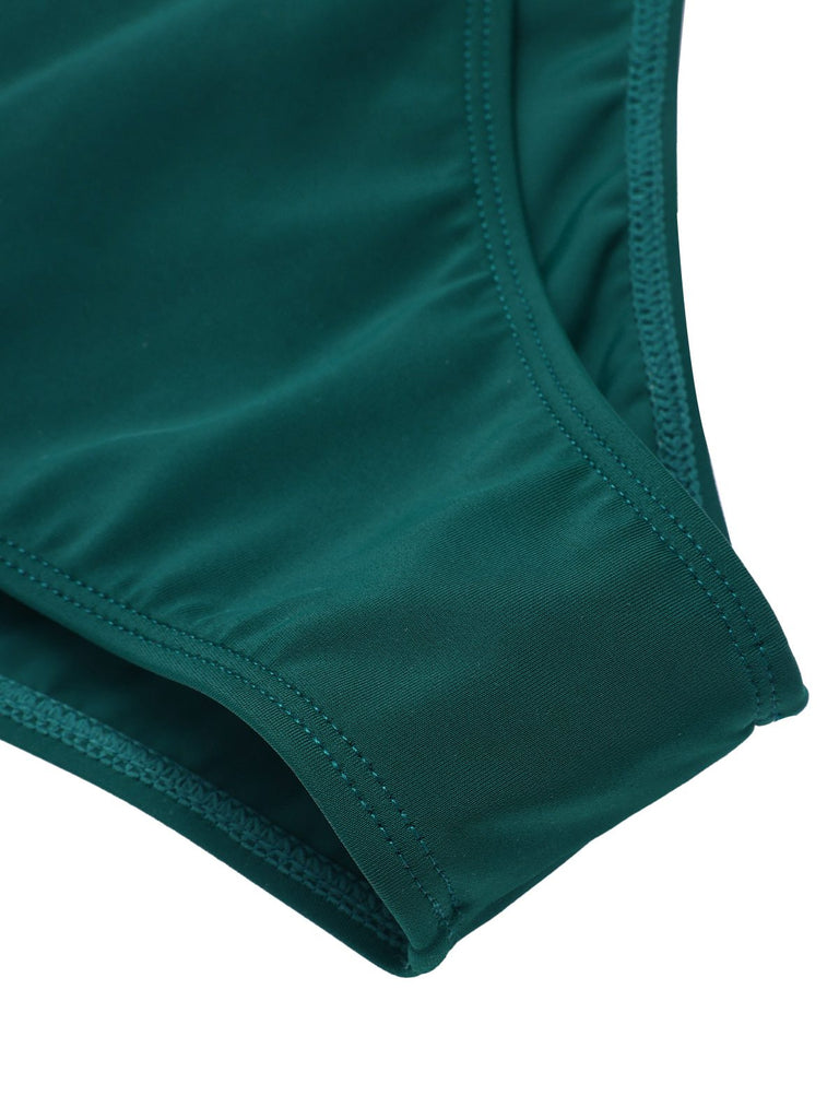 Ensemble bikini bandeau papillon 3D vert années 1960