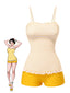 [Prévente] Maillot de bain une pièce à rayures bordures en dentelle années 1960