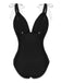 Maillot de bain noir uni à lacets et épaules froncéesa années 1950