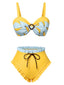 Ensemble de bikini patchwork jaune à volants banane des années 1950