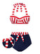 [Prévente] Ensemble de bikinis à nœud rayé rouge et bleu des années 1940