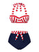[Prévente] Ensemble de bikinis à nœud rayé rouge et bleu des années 1940
